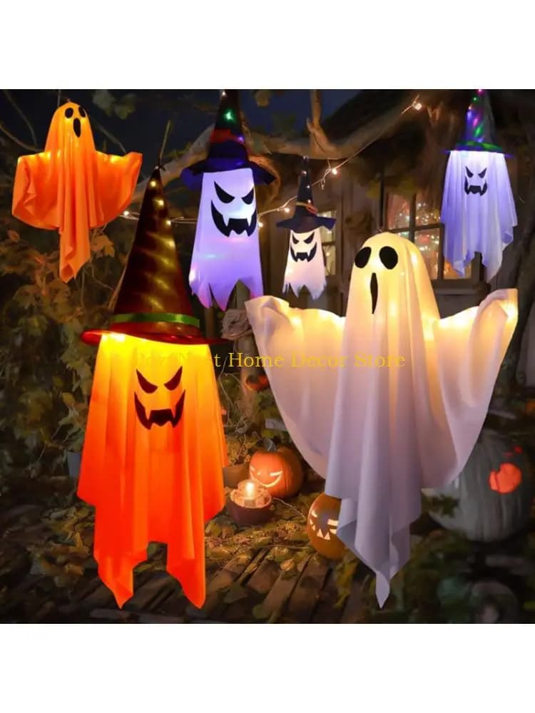92MF Misterioso Incandescente Luci LED Halloween Spettri Decorazioni Design in Filo Rame per Atmosfere Vacanza per