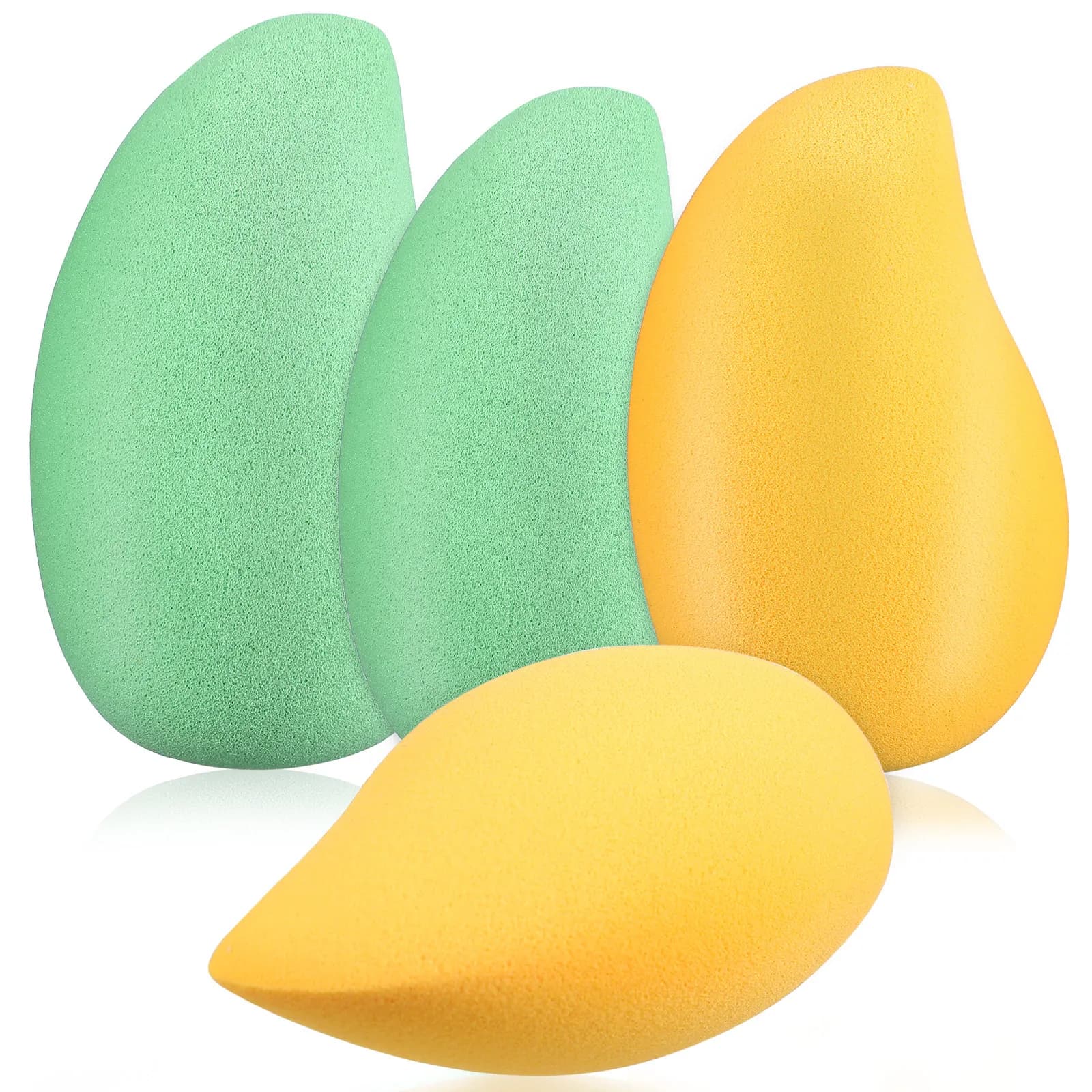 4 Pezzi Spugnette Trucco a Forma di Mango per Fondotinta, Correttore, Bronzer, Blush, Illuminante - Strumenti per il Trucco Donna