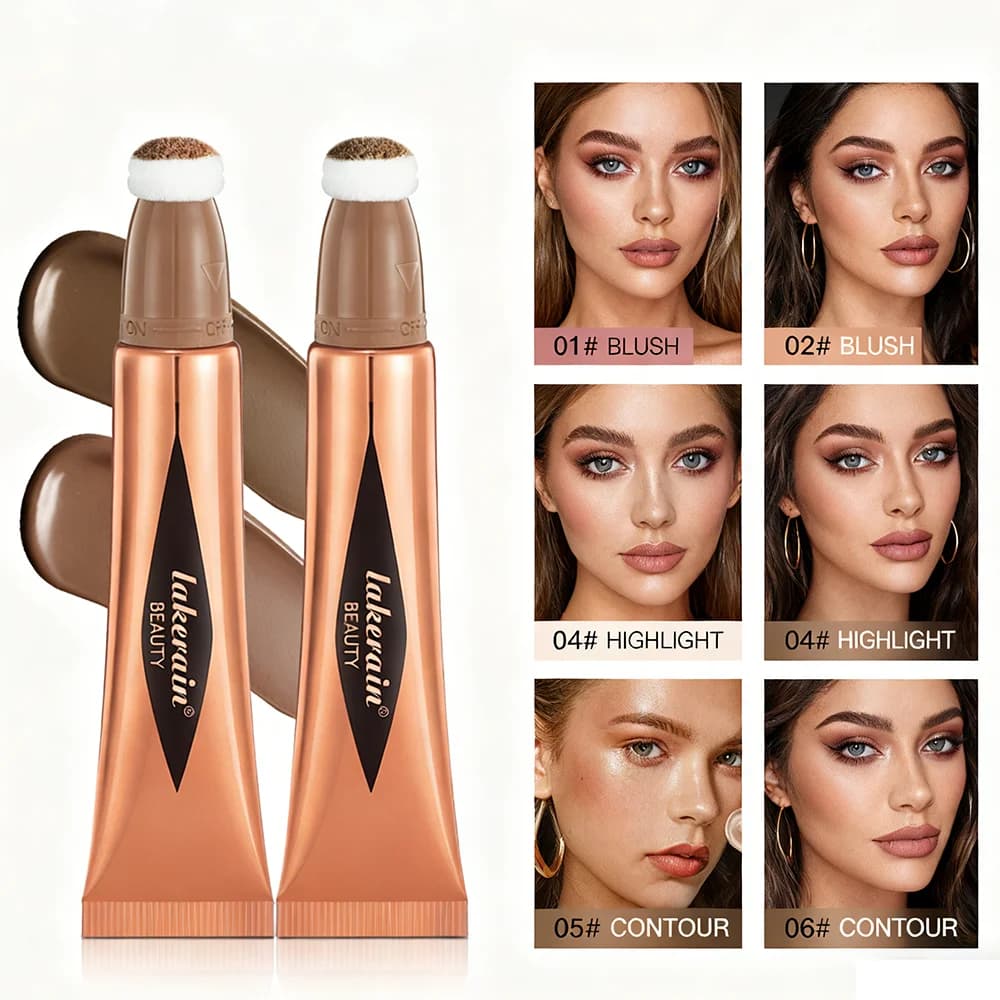Bastone multiuso Bronzer Fard Evidenziatore di bellezza Fard liquido Bronzer viso Contouring naturale Bacchetta Stick Applicatore Trucco