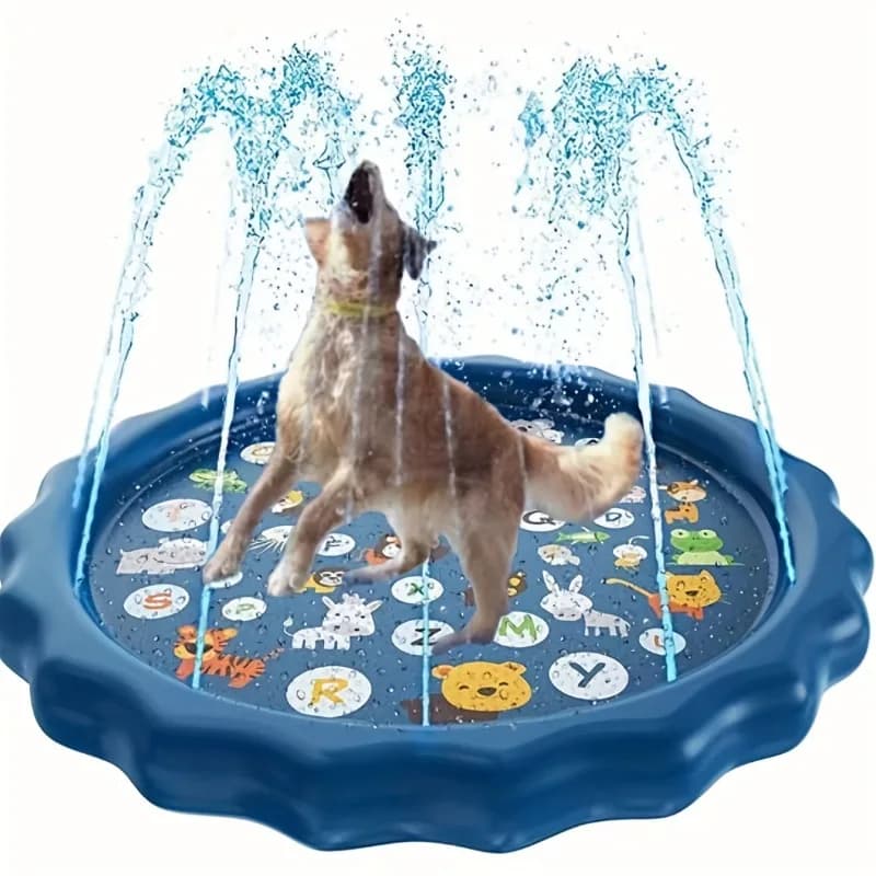 Vasca per il bagno degli animali domestici per esterni resistente con funzione spray - Tappetino antiscivolo per il gioco acquatico dei cani per divertimento estivo e bagno degli animali domestici