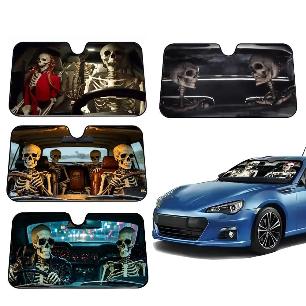 Parasole per Auto con Design Teschio Divertente e Accattivante, Protezione Solare per Parabrezza Riscaldato, Copertura Auto, Tendina Parasole, Visiera Auto