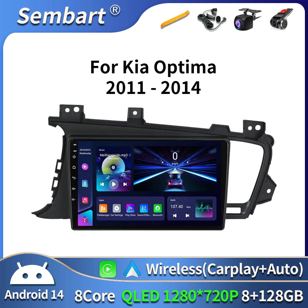 Android 16 Autoradio Per Kia Optima 3 K5 TF T 2010 2011 2012 2013 2014 2015 Navigazione GPS Lettore Multimediale Stereo WiFi + 4G DSP