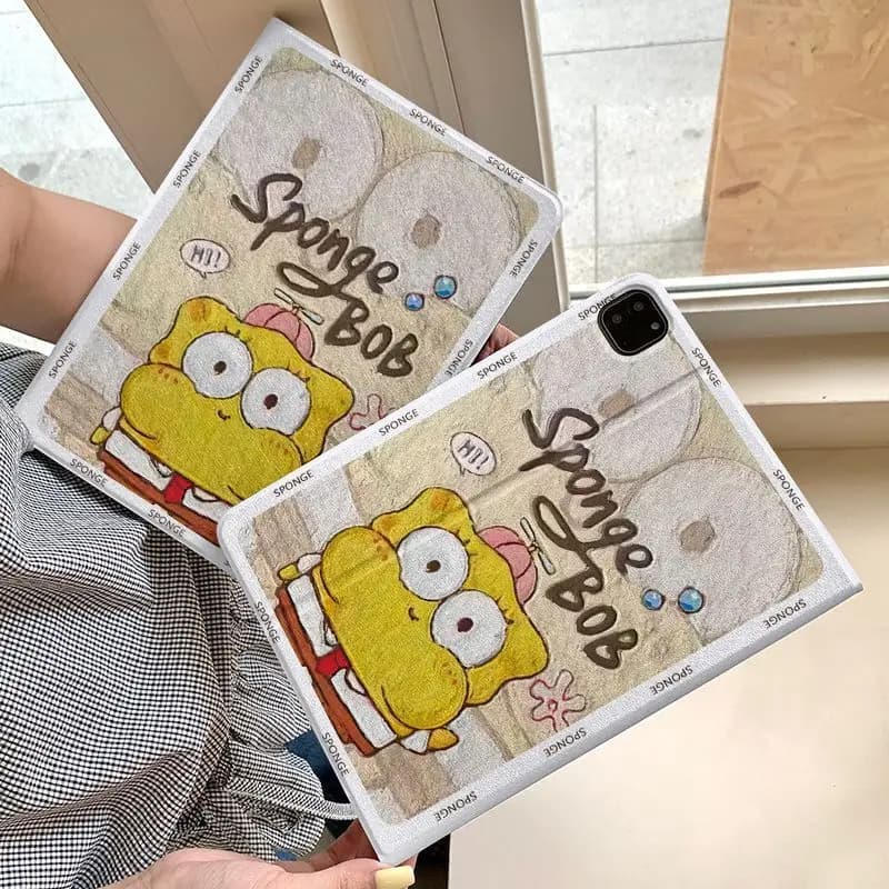 Custodia per tablet Spongebob compatibile con Apple iPad 11, custodia protettiva per Air 7/8, custodia a libro per 5/4, stile cartone animato A16, regalo anime per la generazione 9/6 Pro