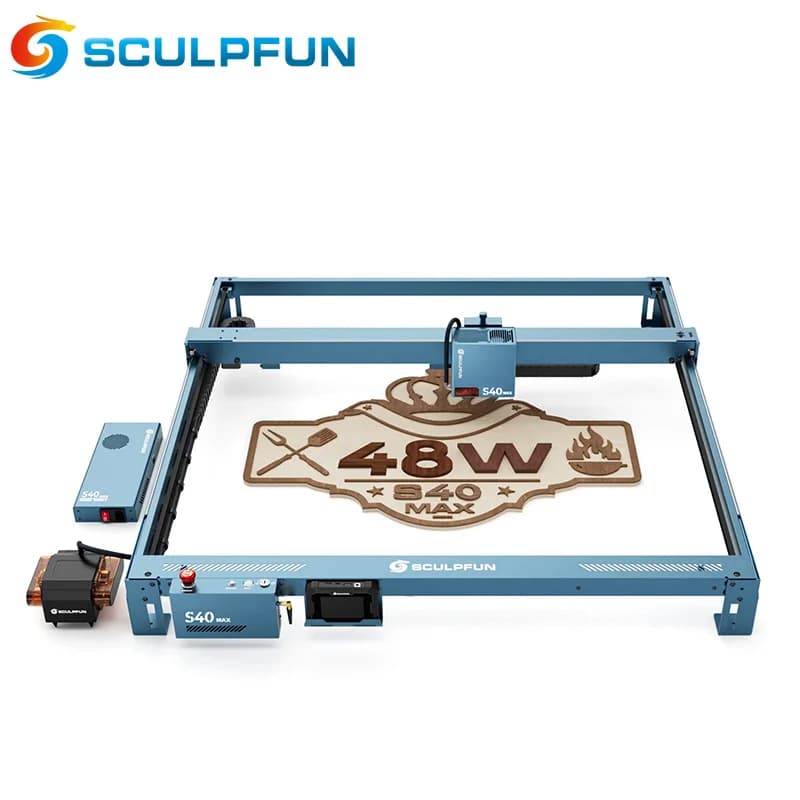 Sculpfun S40 MAX 48W Macchina per Incisione e Taglio Laser con Kit Air Assist 50L, Area di Lavoro 830*800mm, Autofocus con un Clic per Vari Materiali