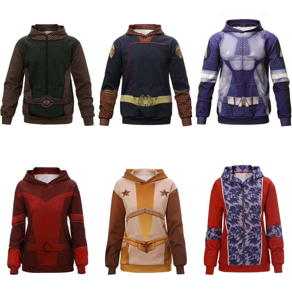 The Boys Cosplay Hoodie, Homelander Deep A-Train Starlight Anime Costume Sweatshirt for Halloween Performance