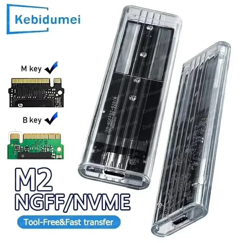 Custodia M.2 NVME PCIe Custodia SSD protocollo NGFF SATA Trasparente USB Tipo C 10Gbps PCI-E M2 SSD Custodia esterna trasparente Scatola disco rigido