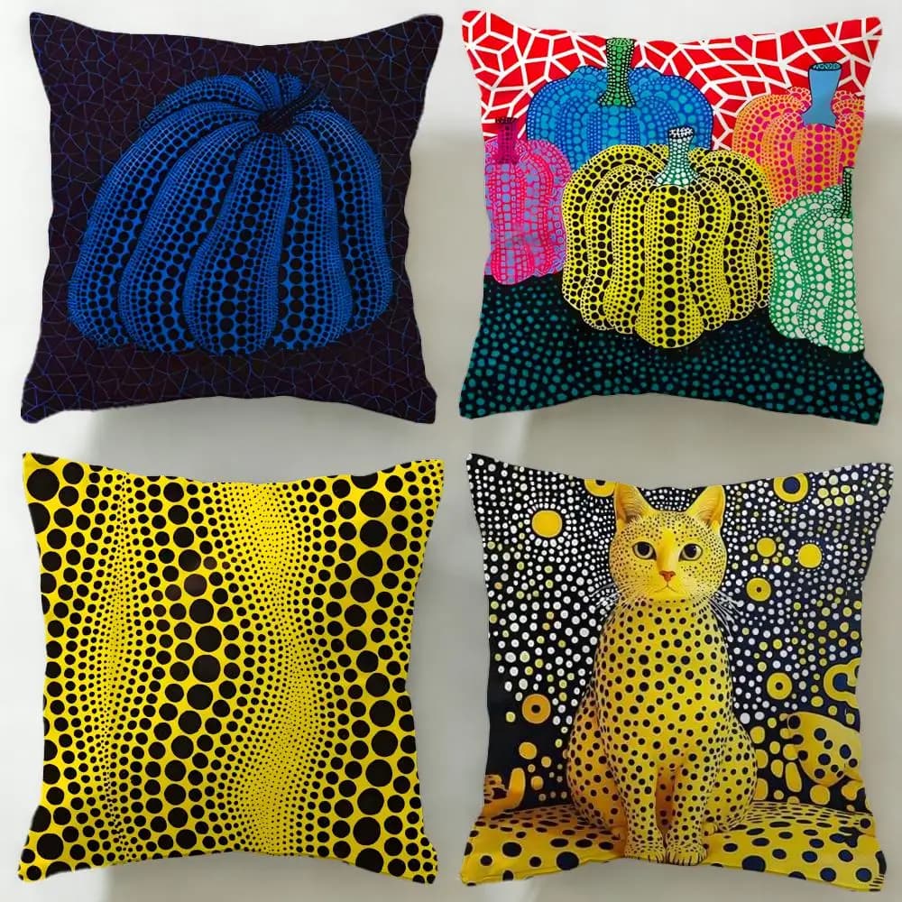 Federa per cuscino classica dell'artista Yayoi Kusama, morbida e facile da lavare, versatile per divano, letto, viaggi e ufficio