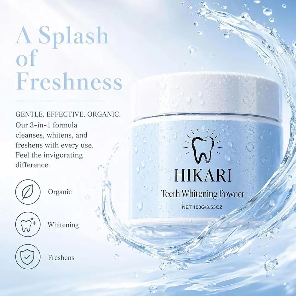 Teeth Whitening Powder 100g Natural Gentle Formula Enamel Safe Mint Fresh Breath Oral Care