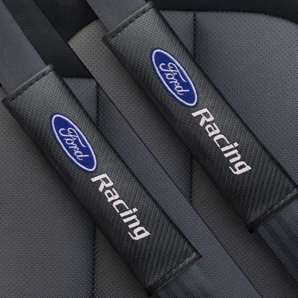 Car Seat Belt Cover With Logo Carbon Fiber Safety Belt Shoulder Pads For Ford Focus Mk2 MK3 MK7 MK4 Fiesta Ranger Mustang Kuga