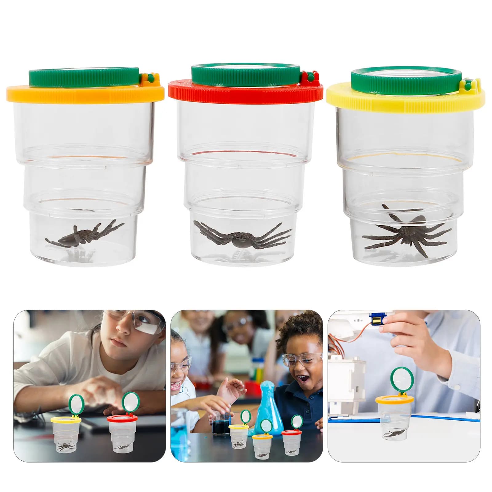 3Pcs Magnifier Box for Observing Insects Flowers Minerals Rocks Portable Science Magnifying Container Kids