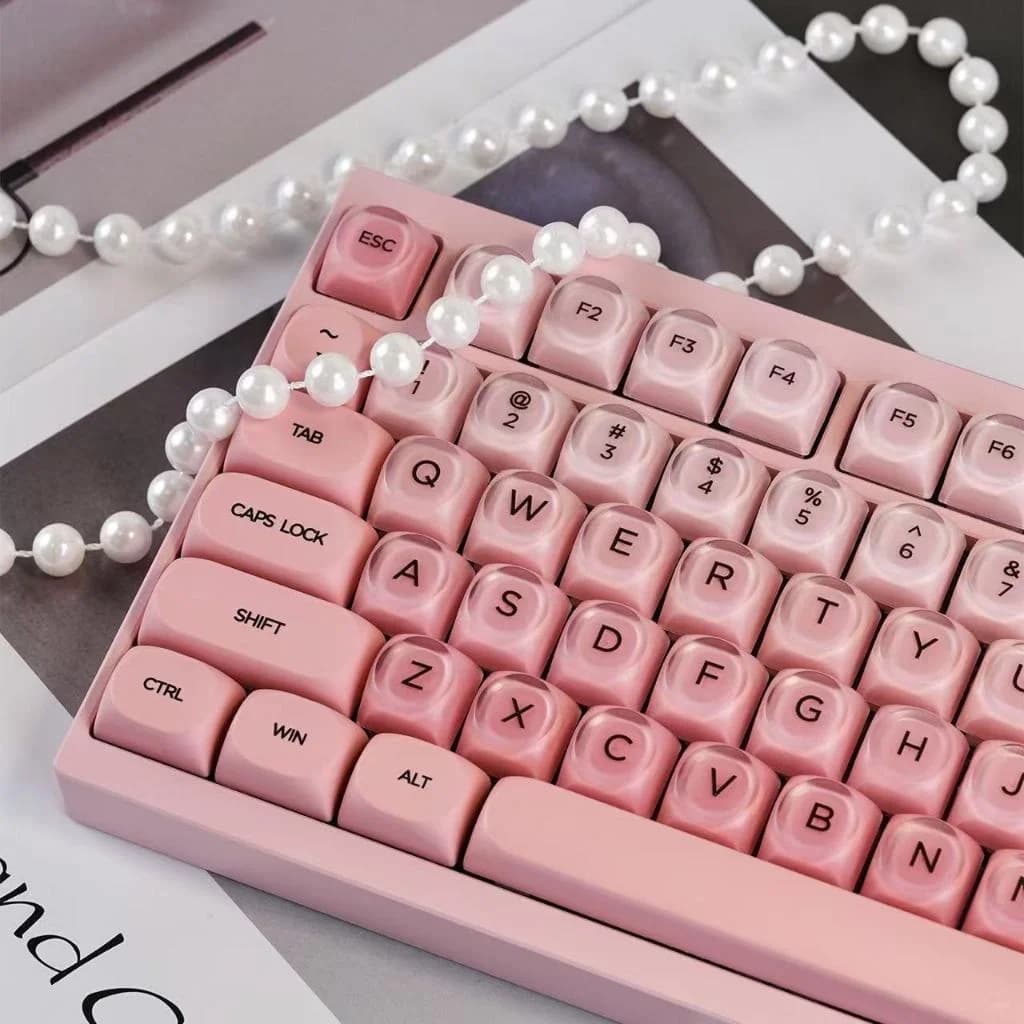 (Only cover) Jelly Keycap Pink PBT + PC material Keycap for mechanical keyboard Custom cups 61/63/64/68 / /87/96/98/104/108