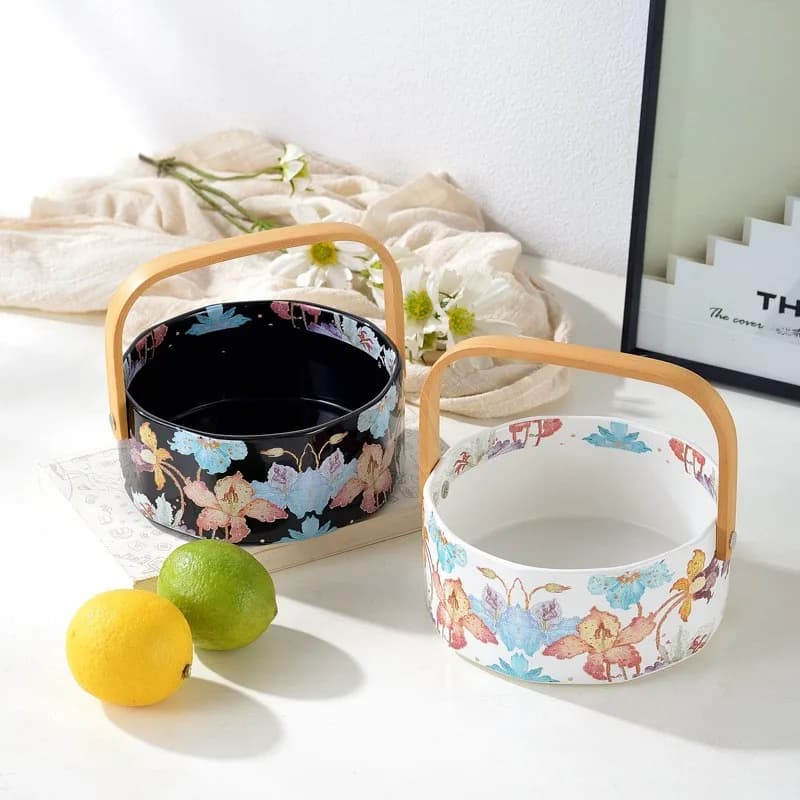 Nuovo Set di Piatti in Ceramica BEAUTY per Acquerello, Cesto Portafrutta, Piatto per Snack e Frutta Secca, Set da Tavola per Soggiorno