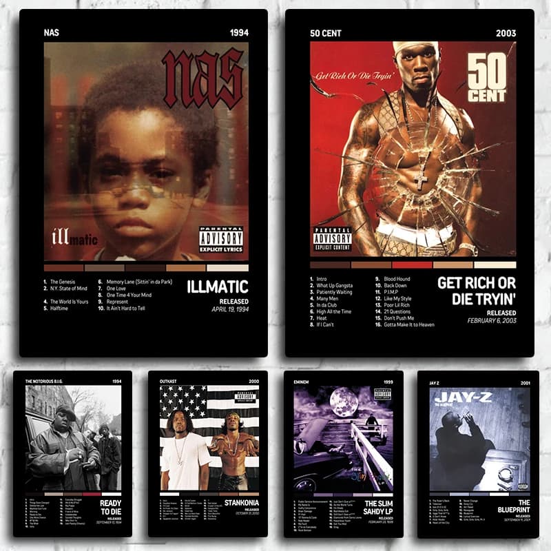 Immagini di copertine moderne Pop Hip Hop Rap Star Cantante NAS GRANDE album musicale Poster Stampa su tela Arte Decorazione della parete di casa Estetica della stanza