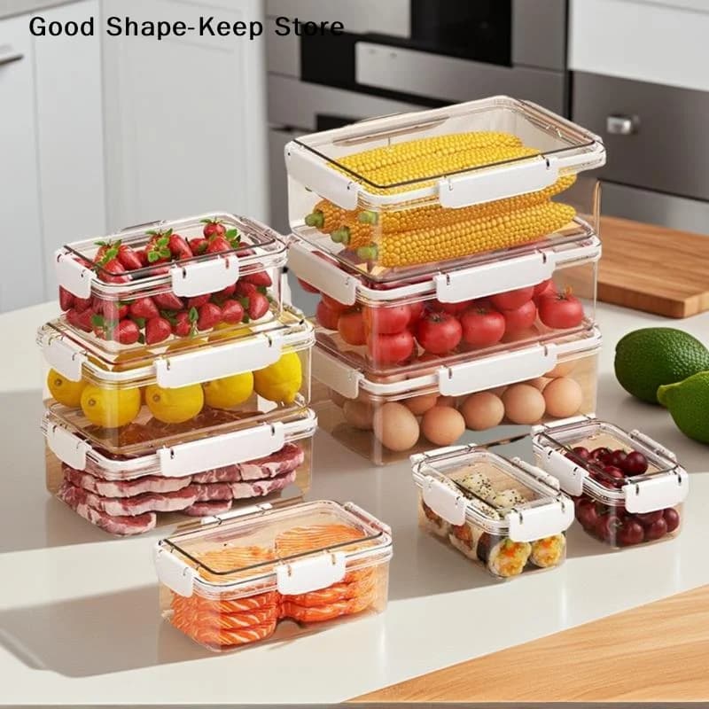 Contenitori Multifunzionali per Preparazione Pasti, Contenitori per Frutta, Contenitori per Alimenti Freschi, Organizzatore Trasparente per Frutta in Frigorifero