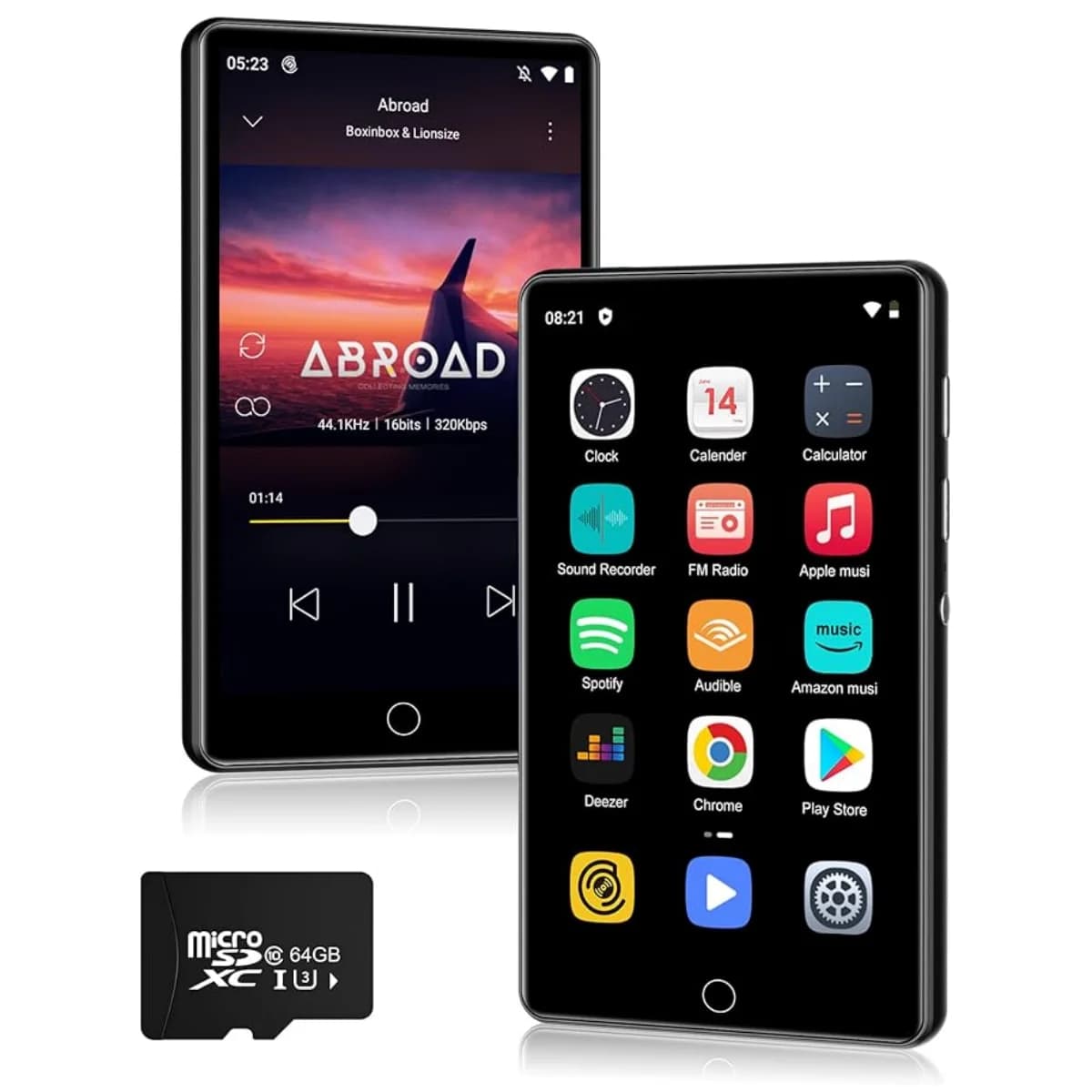 16GB/80GB MP3 player for Android with Bluetooth and WiFi, 4.0-inch full touch screen Built-in speakers, browser support