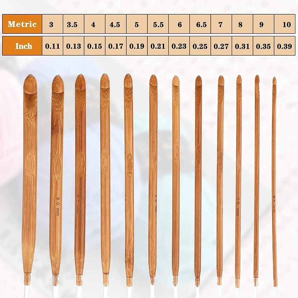 A67P-23 Pieces Tunisian Crochet Hooks Set 3-10 Mm Cable Bamboo Knitting Needle With Bead Carbonized Bamboo Needle Hook 2-8Mm