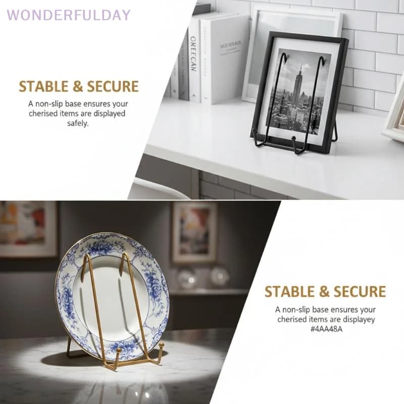 New 1PCS Iron Art Magazine Display Stand Dish Rack Plate Bowl Picture Frame Photo Book Pedestal Holder Ornaments