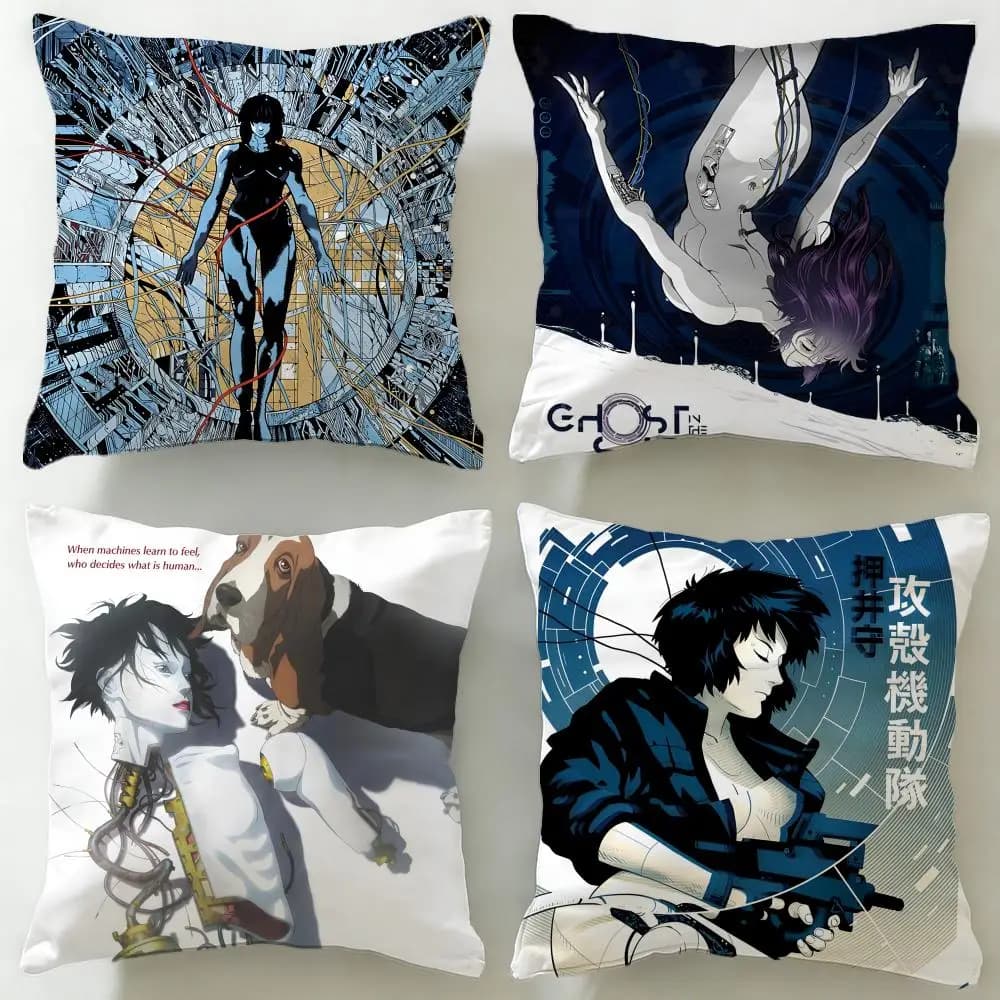 Federa per cuscino classica dell'anime Ghost in the Shell, morbida e facile da lavare, versatile per divano, letto, viaggi e ufficio