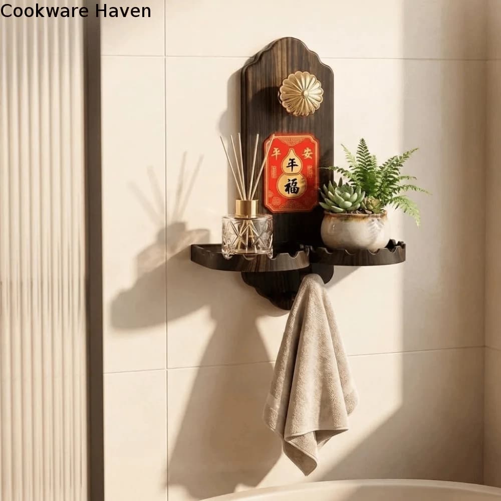 Durable No Drill Bathroom Shelf Decorative Space Saving Suction Cup Faucet Shelf Wall Mounted Key Hook for Living Room