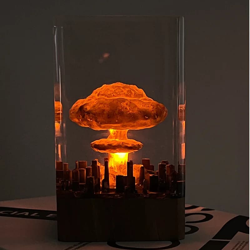 Modern Creative Mushroom Cloud Light Fixture Bedroom Beside Lamps Living Room Decoration Epoxy Resin Handicraft Led Lighting