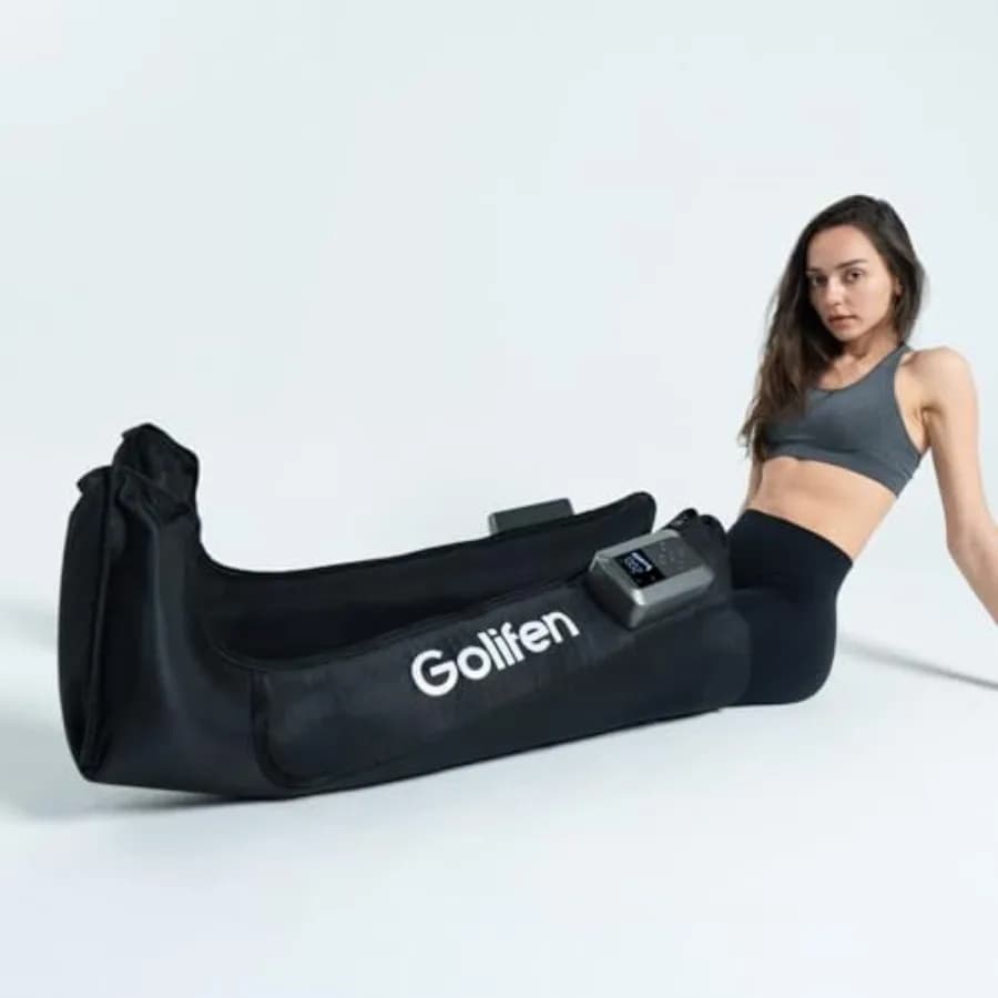 Massaggiatore per Gambe Senza Fili, Stivali di Compressione Portatili con 5 Camere d'Aria, Massaggiatore Completo per Gambe per Circolazione e Dolore Muscolare