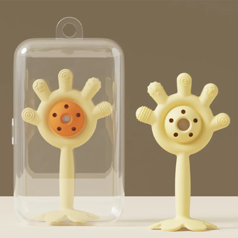 Giocattolo per massaggiagengive in silicone di alta qualità BPA gratuito per neonati agitare la campana a mano lenitiva per uso alimentare dentizione da masticare accessori per giocattoli