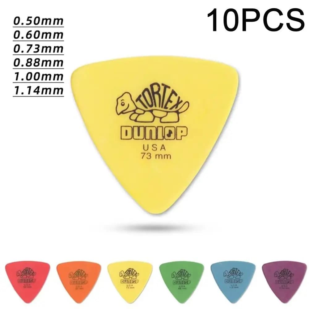 Plettri per chitarra Delrin Dunlop da 10 pezzi 0.5/0.6/0.73/0.88/1.0/1.14MM Plettri per chitarra elettrica stile antiscivolo Plettri triangolari