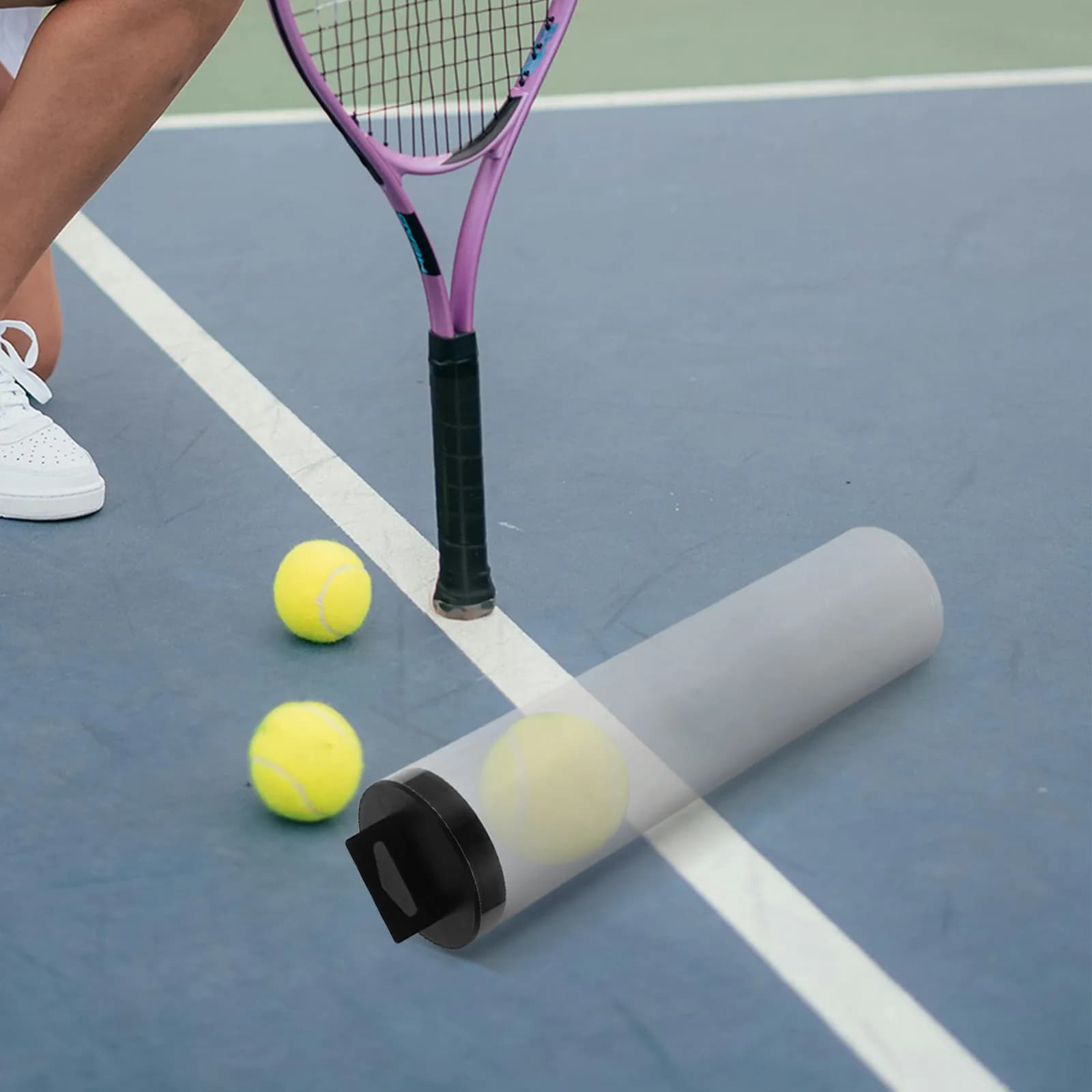 Porta Palline da Tennis Trasparente in PVC, Contenitore Cilindrico Portatile Riutilizzabile, Organizzatore per Palline Sportive