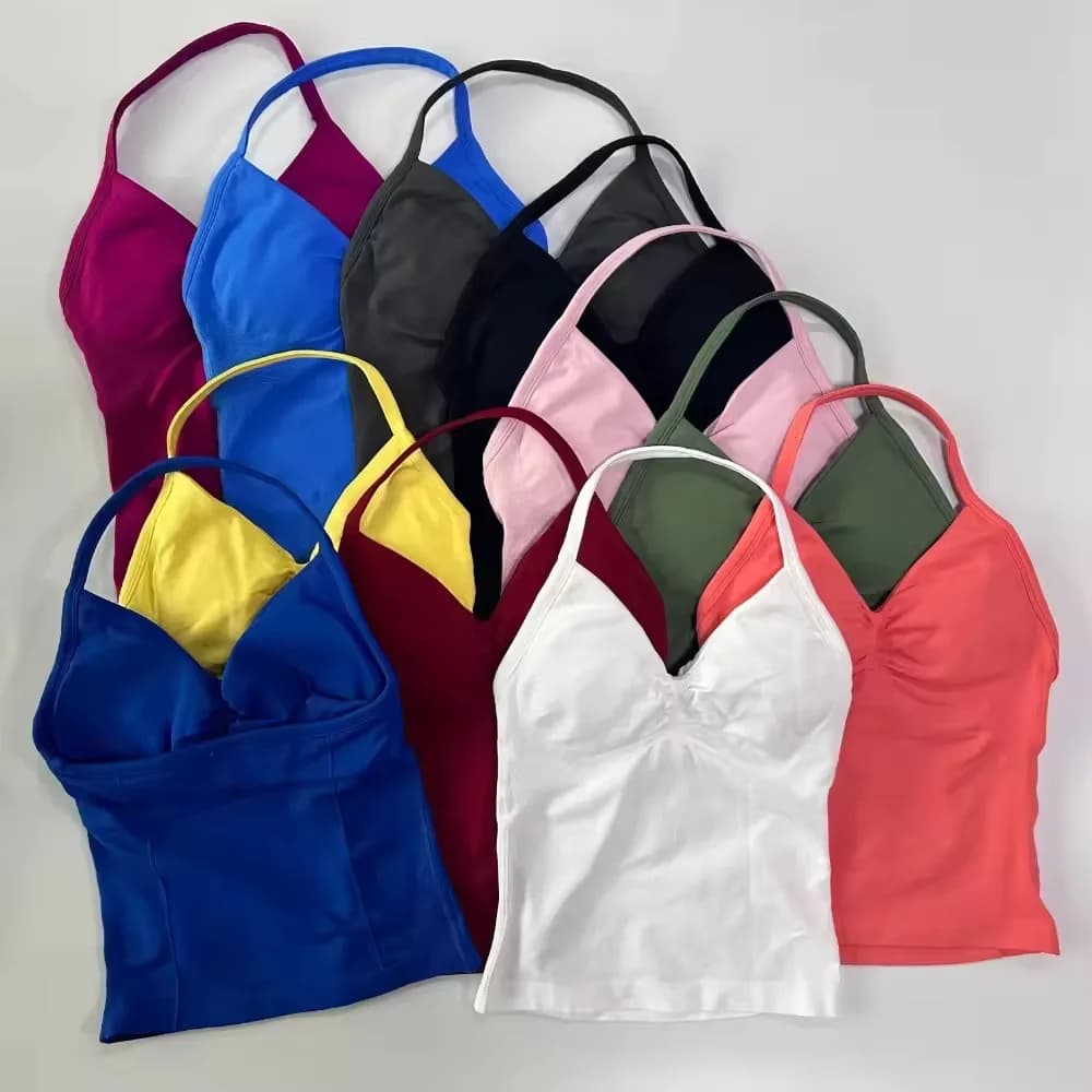 Reggiseno sportivo sexy da donna - Design aperto sul retro, tessuto elastico traspirante per lo yoga - Abbigliamento sportivo elegante per tutte le stagioni in tinta unita