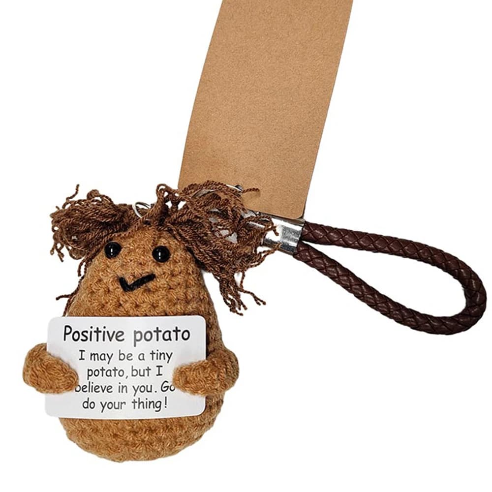 Regali divertenti e motivazionali con patate all'uncinetto positive per donne e uomini, colleghi, graziosi regali di compleanno, college, decorazioni per scrivania da ufficio