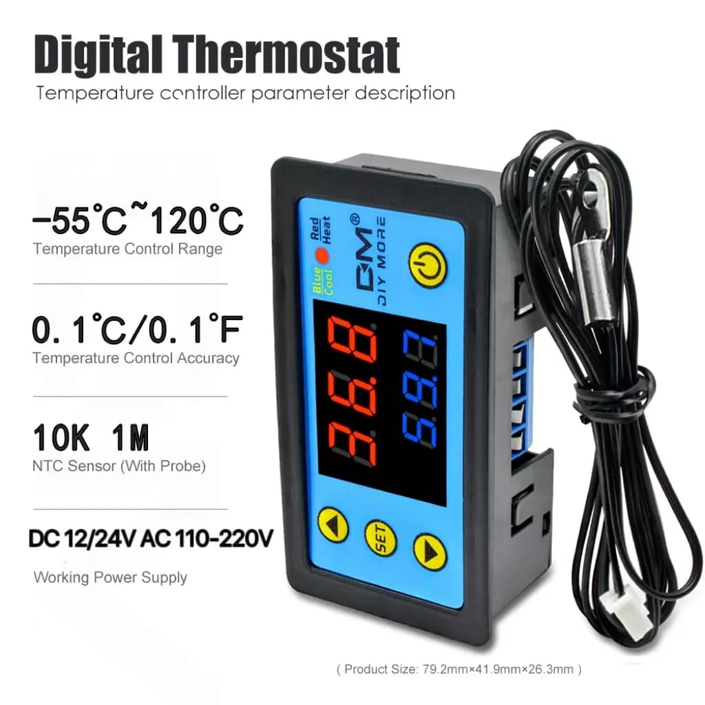 W3231 DC12V 24V AC 110 ~ 220V Digital display Temperature controller Intelligent thermometer Control + NTC sensor module