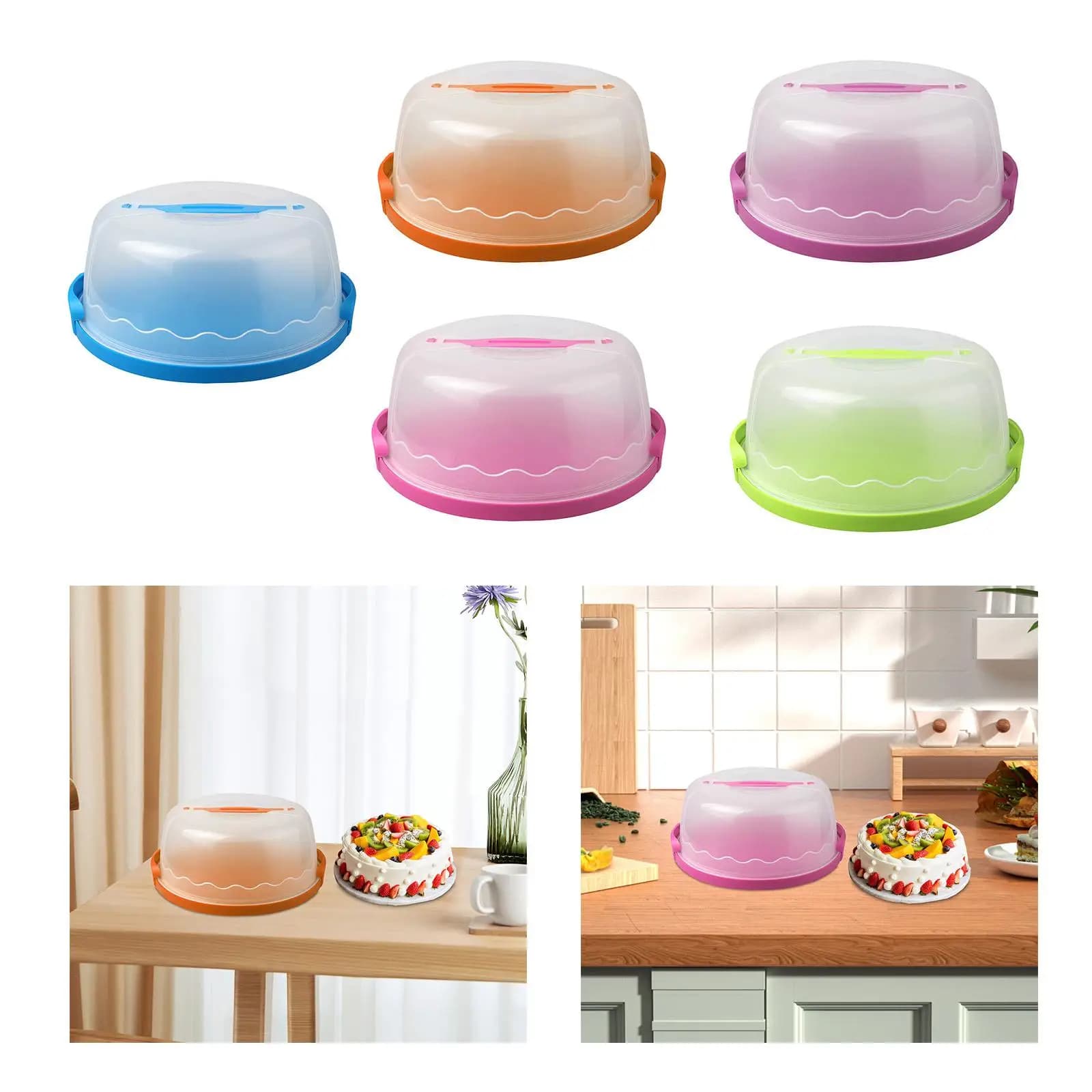 Multifunction Cake Storage Box with Handle and Lid Pie Cupcake Container for Kitchen Travel