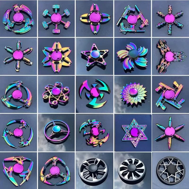Fidget Spinner in Metallo Arcobaleno, Giocattolo Antistress EDC per Concentrazione e Sollievo dall'Ansia, per Bambini e Adulti
