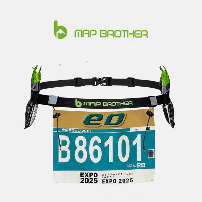 MAP BROTHER Unisex Race Number Belt Baby Carrier Triathlon Marathon Cycling Motor Reflective Belt with 6 Rings