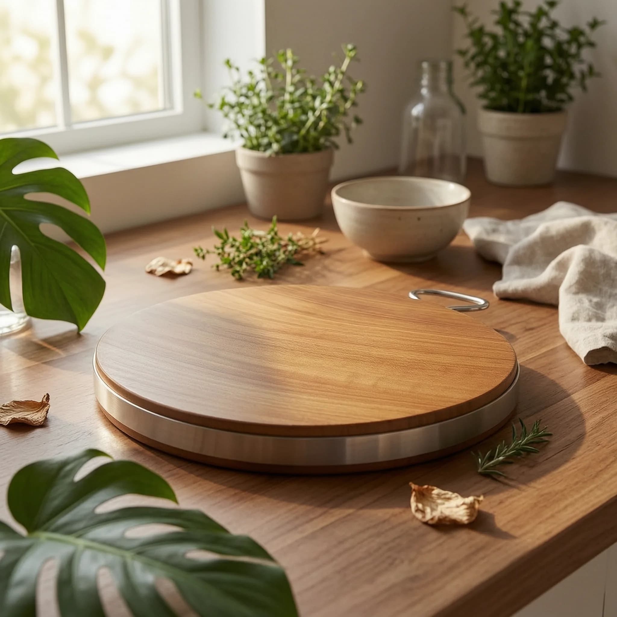 Ironwood Cutting Board Solid Wood Round Cutting Board Butcher Block Natural Versatile for Kitchen