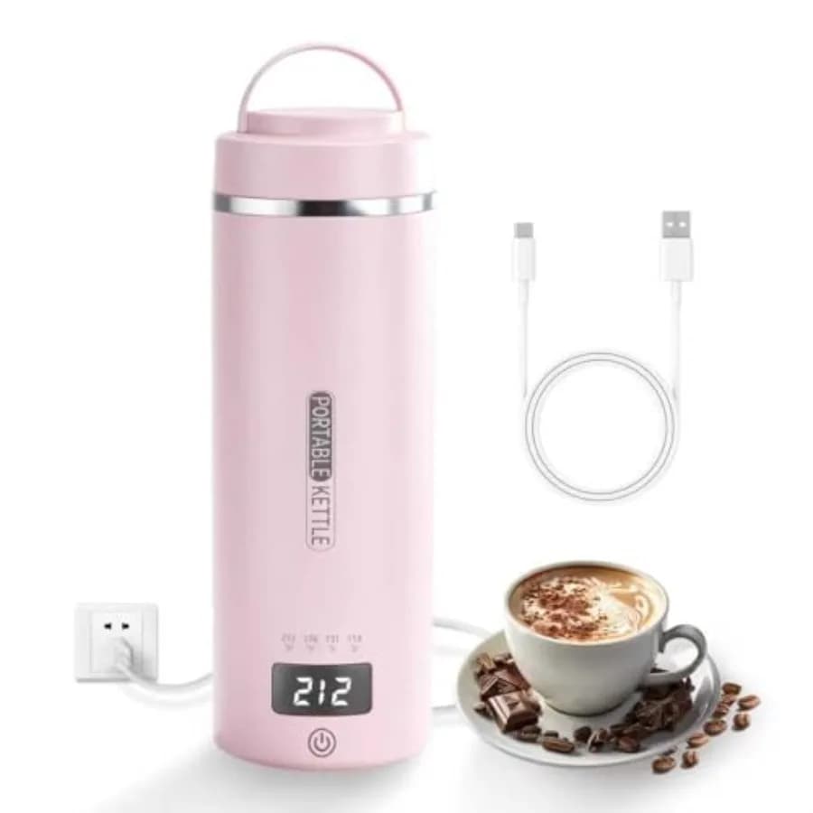 Bollitore elettrico da viaggio portatile con funzione di bollitura e mantenimento in caldo tramite USB, 4 impostazioni di temperatura, acciaio inossidabile 304 con A