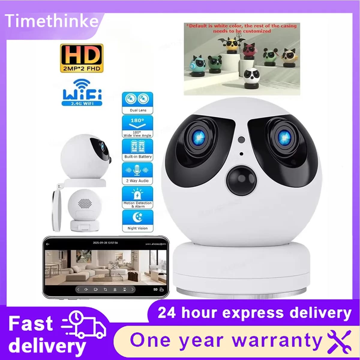 HD Dual Lens CCTV IP Camera Knite APP AI Motion Detection Two‑way Audio Home Baby Pet Security Monitor