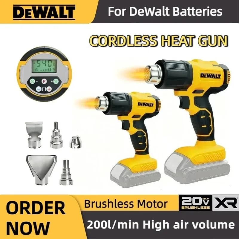 DEWALT Pistola Termica a Batteria (Solo Corpo Macchina) per Termoretrazione, Soffiatore Elettrico Industriale ad Aria Calda, Utensile Termico 18-20V