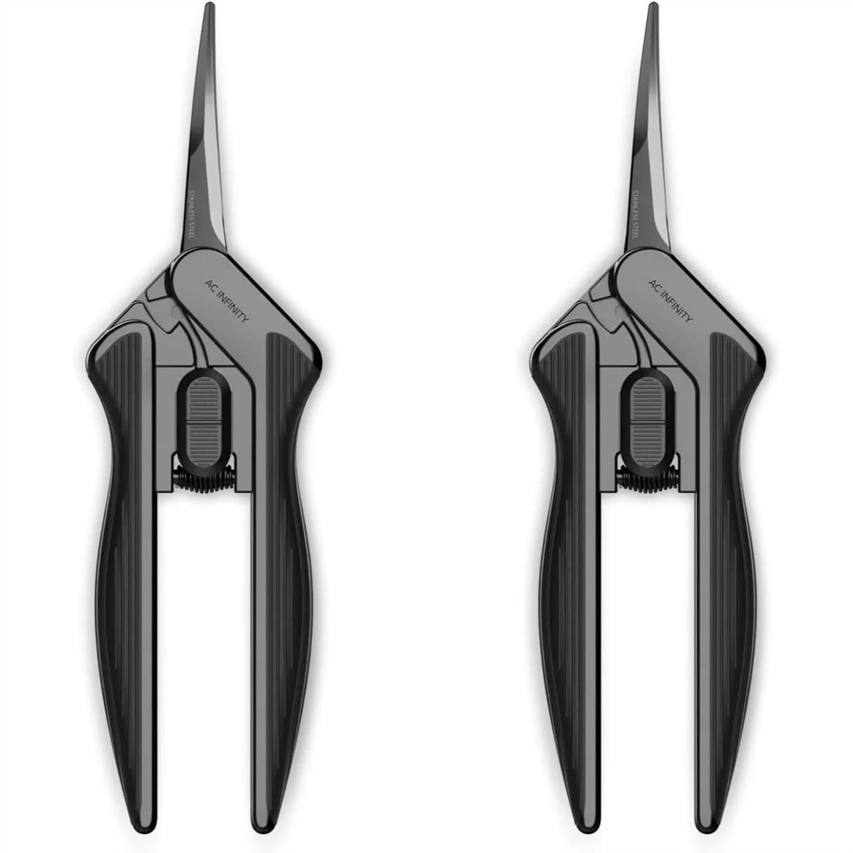 Forbici da Potatura Curve da 6,6 Pollici, Set da 2, Design Ergonomico Leggero con Rivestimento Antiaderente in Teflon per Giardinaggio e Idroponica