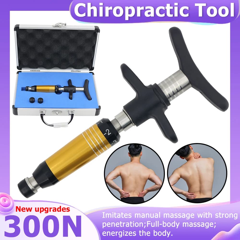Pistola per Chiropratica, Strumenti per Massaggio della Colonna Vertebrale, Sollievo dal Dolore alla Schiena, Terapia di Rilassamento Corporeo, Massaggiatore Manuale per Correzione Spinale 300N