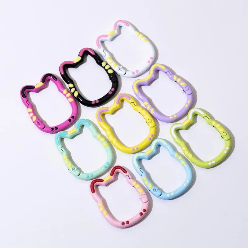 30PCS Metallo A Forma di Gatto Anello Moschettone Primavera Cancello Trigger Catenacci Pinze Per Il FAI DA TE Mestiere In Pelle Cintura Cinghia Tessitura Portachiavi Ganci