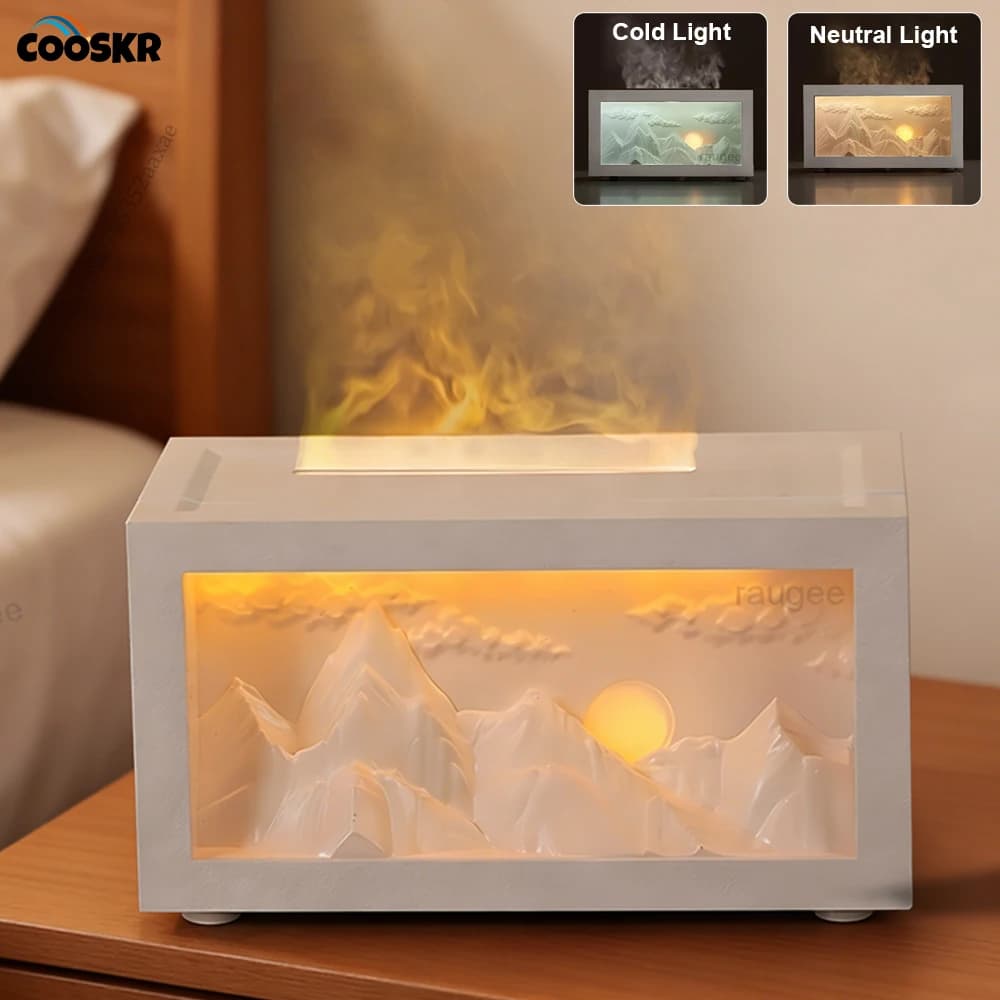 Diffusore di Aromi a Fiamma, Diffusore di Oli Essenziali, Umidificatore da 140ml con Timer per Camera da Letto