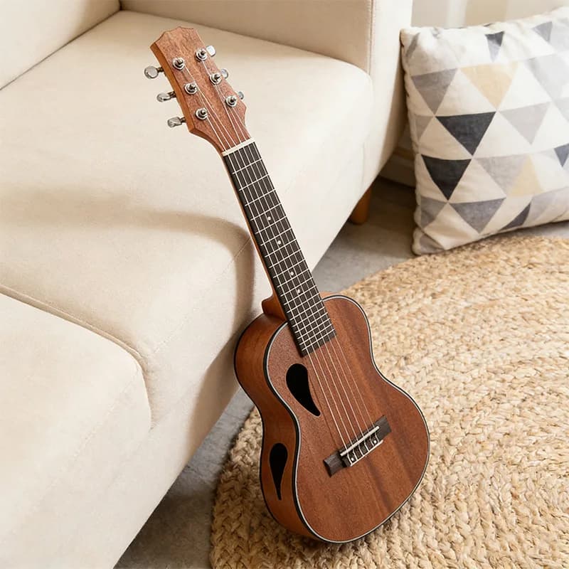 28 pollici Guitalele 6 corde Ukulele Sapele compensato 17 tasti tastiera in palissandro accordatori sigillati cromati corde in nylon leggere