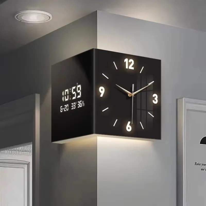 Luxury Creative Two-sided Living Room Wall Clock Modern Nordic Aesthetic Silent Corner Digital Wall Clocks Home Decoration