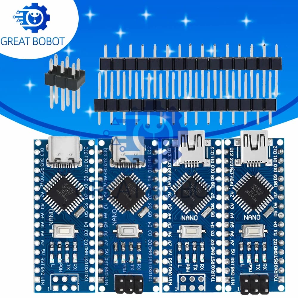 Nano 3.0 controller with USB driver CH340, ATMEGA328 and ATMEGA328P - Built-in boot charger for Arduino, design mini USB