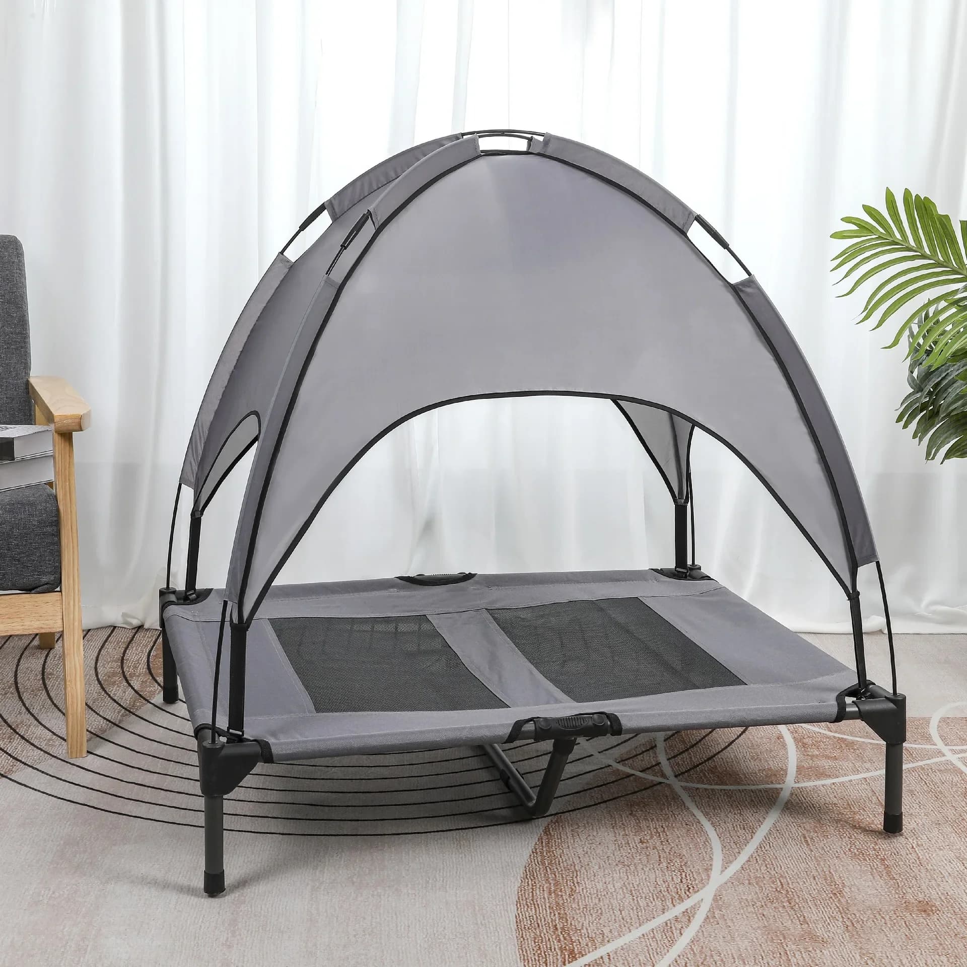 Tenda per cani rinforzata in tessuto Oxford traspirante a doppio strato per esterni con letto da campeggio per cani da compagnia sopra il tetto