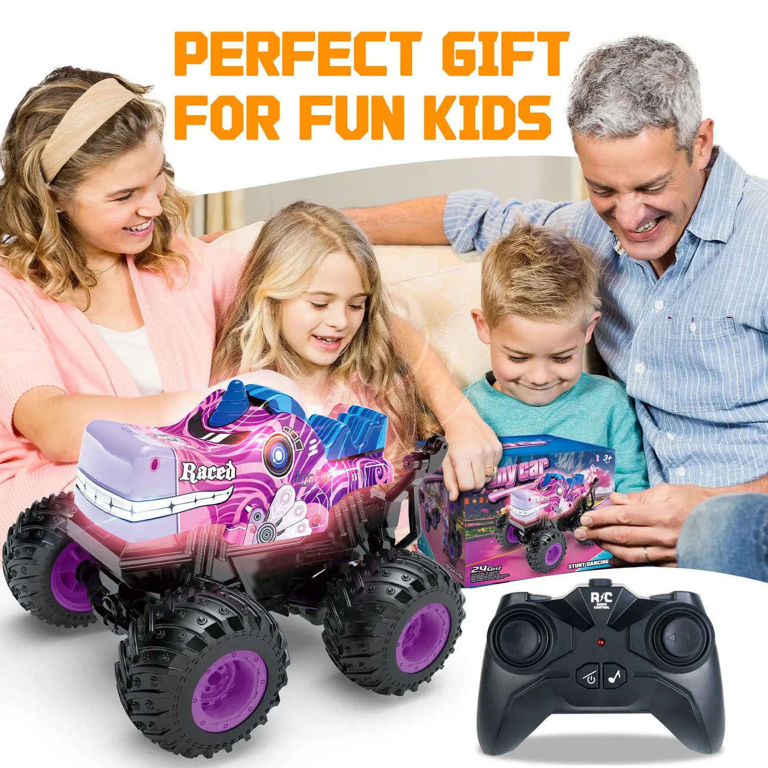 1:20 Auto acrobatica telecomandata Rotazione di 360 gradi Testa di squalo Testa di dinosauro 2.4G con musica e illuminazione Auto giocattolo per bambini fantastiche