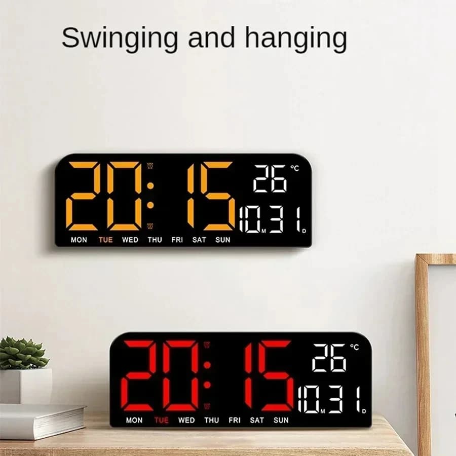 LED Large Screen 24*9cm Digital Wall Clock With Temperature Timer Night Mode Versatile Table Clock Home Decor