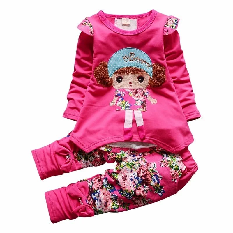 Nuova Primavera Autunno Vestiti Del Bambino Vestito Dei Bambini Delle Ragazze T-Shirt Pantaloni 2 Pz/set Bambini Abiti Del Bambino Casual Costume Tute Infantili