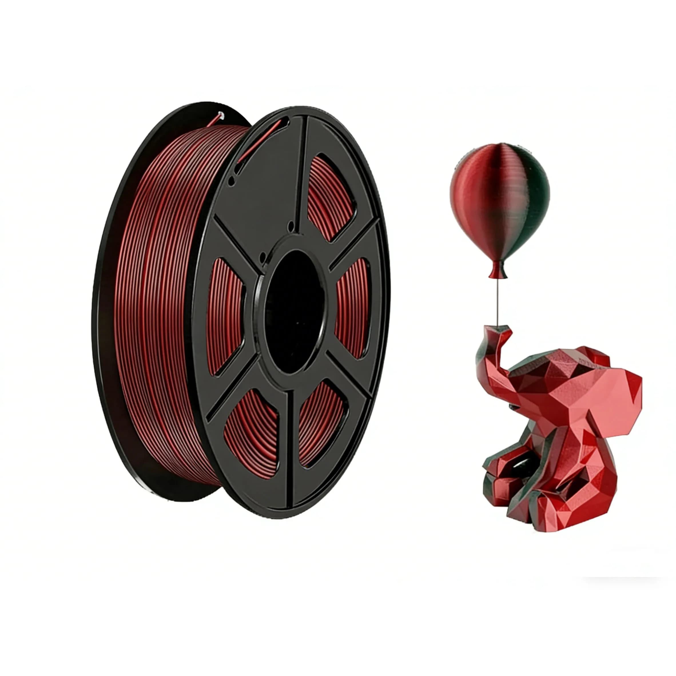 Filament PLA Bicolor for 3D Printer 1.75mm +/- 0.02mm, Filament Bicolor PLA 250G (0.55lbs) Black Red